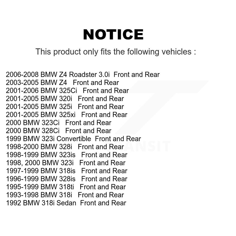 AmeriBRAKES Front Rear Semi-Metallic Disc Brake Pads Kit For BMW 325i 325Ci Z4 323i 325xi 328i 318i 323Ci 318ti 328is 328Ci 323is 318is 320i KNF-100748