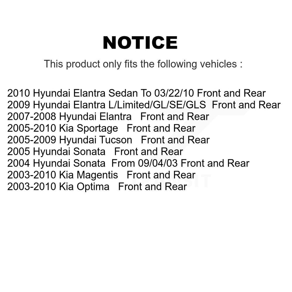 AmeriBRAKES Front Rear Ceramic Disc Brake Pads Kit For Hyundai Kia Elantra Optima Sportage Tucson Sonata Magentis KNF-100764