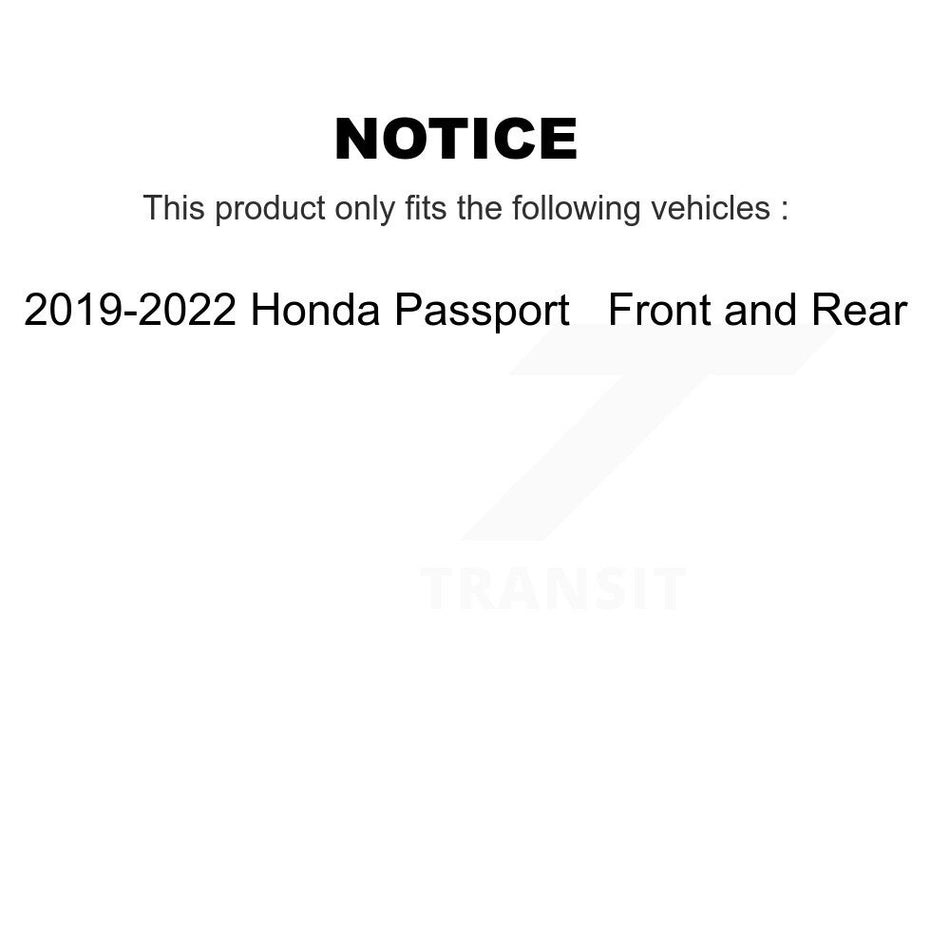 AmeriBRAKES Front Rear Ceramic Disc Brake Pads Kit For 2019-2022 Honda Passport KNF-100875