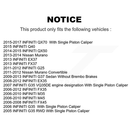 Front Semi-Metallic Rear Ceramic Disc Brake Pads Kit For INFINITI Nissan Murano G37 G35 KNF-100915