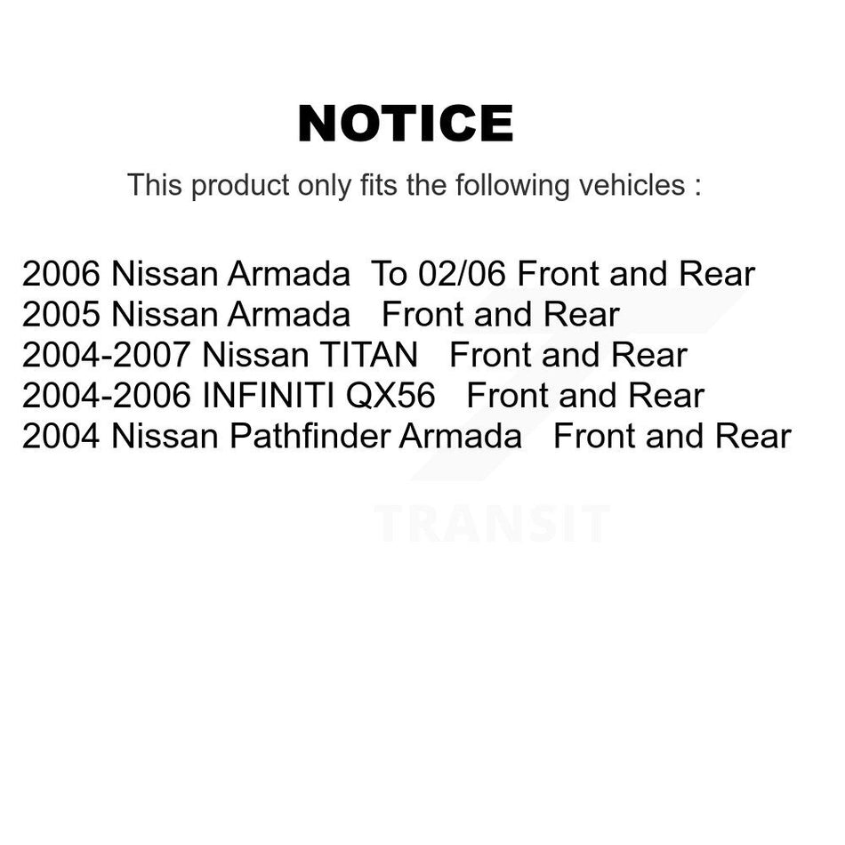 AmeriBRAKES Front Rear Ceramic Disc Brake Pads Kit For Nissan TITAN Armada Pathfinder INFINITI QX56 KNF-100980