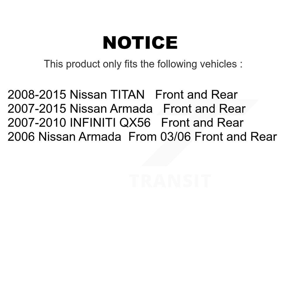 AmeriBRAKES Front Rear Ceramic Disc Brake Pads Kit For Nissan TITAN Armada INFINITI QX56 KNF-100983