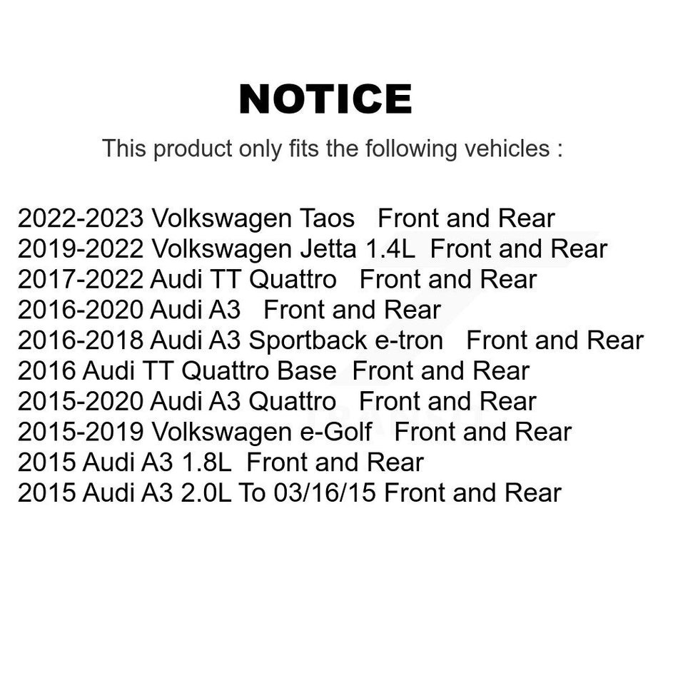 AmeriBRAKES Front Rear Ceramic Disc Brake Pads Kit For Volkswagen Jetta Audi A3 Quattro e-Golf Sportback e-tron TT Taos KNF-101066