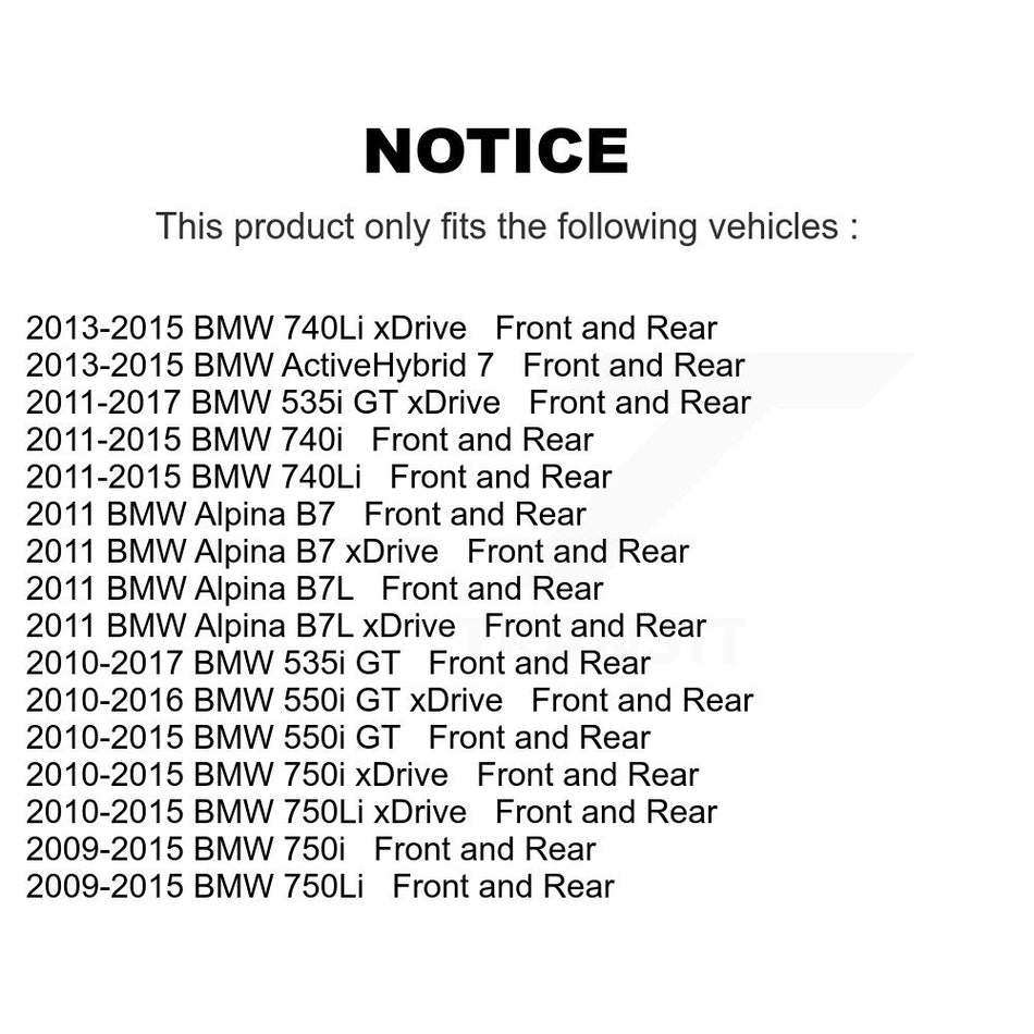 AmeriBRAKES Front Rear Semi-Metallic Disc Brake Pads Kit For BMW 750Li xDrive 750i 740Li 740i 535i GT 550i Alpina B7 B7L ActiveHybrid 7 KNF-101092