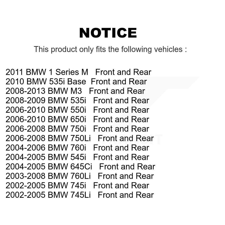 AmeriBRAKES Front Rear Semi-Metallic Disc Brake Pads Kit For BMW 750Li M3 650i 535i 745Li 550i 750i 745i 645Ci 545i 760Li 1 Series M 760i KNF-101102