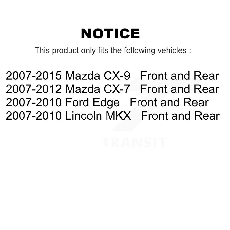 AmeriBRAKES Front Rear Ceramic Disc Brake Pads Kit For Ford Edge Mazda CX-9 CX-7 Lincoln MKX KNF-101236