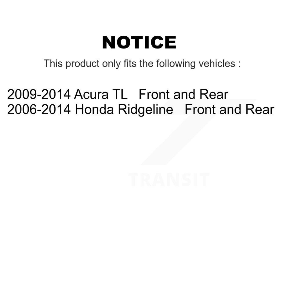 AmeriBRAKES Front Rear Ceramic Disc Brake Pads Kit For Honda Ridgeline Acura TL KNF-101280