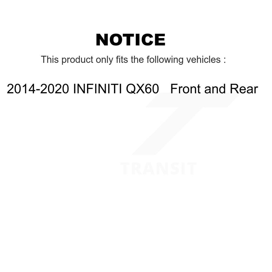 AmeriBRAKES Front Rear Ceramic Disc Brake Pads Kit For 2014-2020 INFINITI QX60 KNF-101505