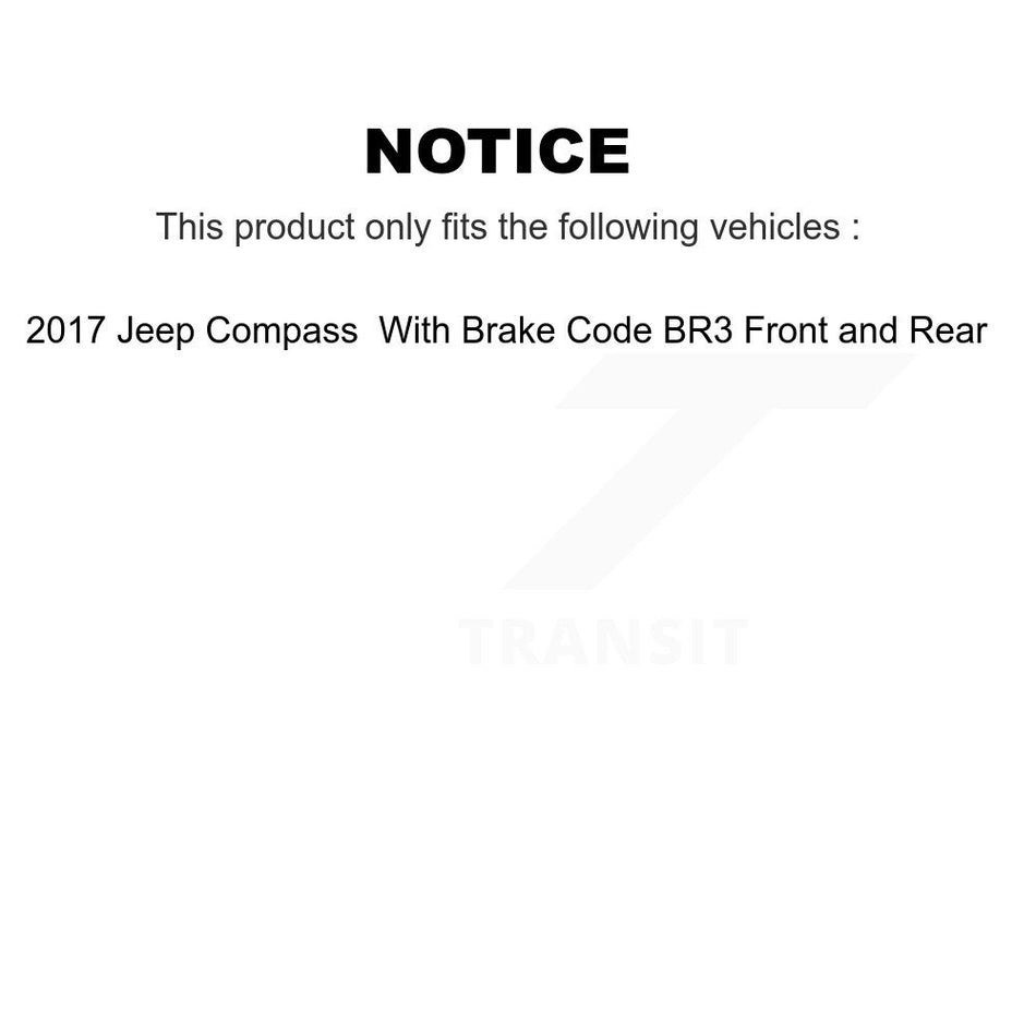 AmeriBRAKES Front Rear Ceramic Disc Brake Pads Kit For 2017 Jeep Compass With Code BR3 KNF-101514