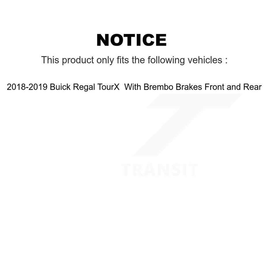 AmeriBRAKES Front Semi-Metallic Rear Ceramic Disc Brake Pads Kit For 2018-2019 Buick Regal TourX With Brembo Brakes KNF-101540