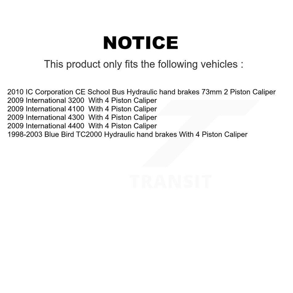 Front Rear Semi-Metallic Disc Brake Pads Kit For Blue Bird International IC Corporation KNF-101574