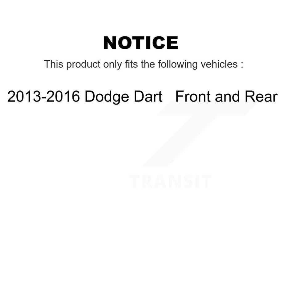 AmeriBRAKES Front Rear Ceramic Disc Brake Pads Kit For 2013-2016 Dodge Dart KNF-101594