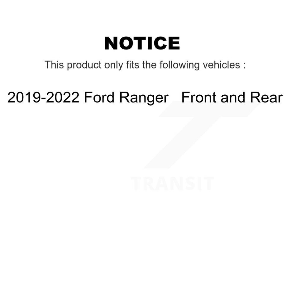 AmeriBRAKES Front Rear Ceramic Disc Brake Pads Kit For 2019-2022 Ford Ranger KNF-101896