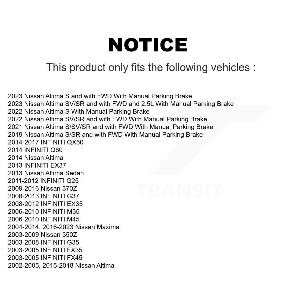 Rear Parking Brake Shoes Hardware Kit For Nissan Altima INFINITI Maxima G37 G35 QX50 350Z KNH-100070