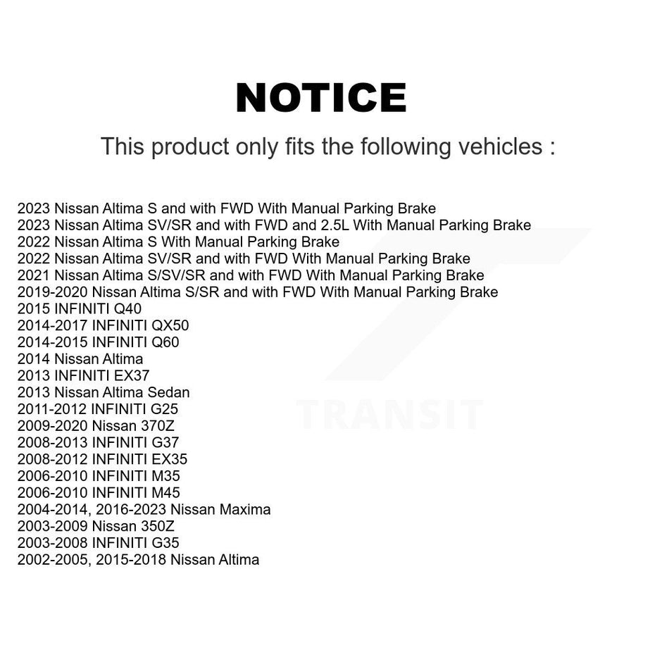 Rear Parking Brake Shoes Hardware Kit For Nissan Altima INFINITI Maxima G37 G35 QX50 350Z KNH-100070