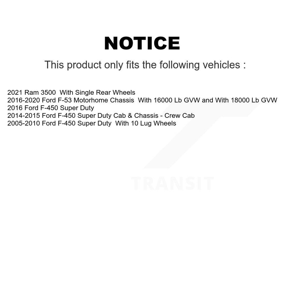 Rear Parking Brake Shoes & Hardware Kit For Ram 3500 Ford F-450 Super Duty F-53 Motorhome KNH-100096