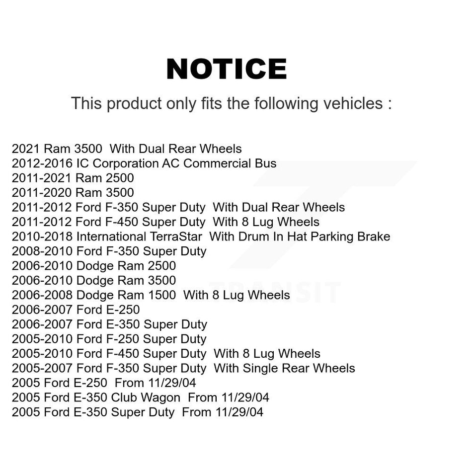 Rear Parking Brake Shoe & Hardware Kit For Ram Ford Dodge 2500 3500 F-350 Super Duty 1500 KNH-100098