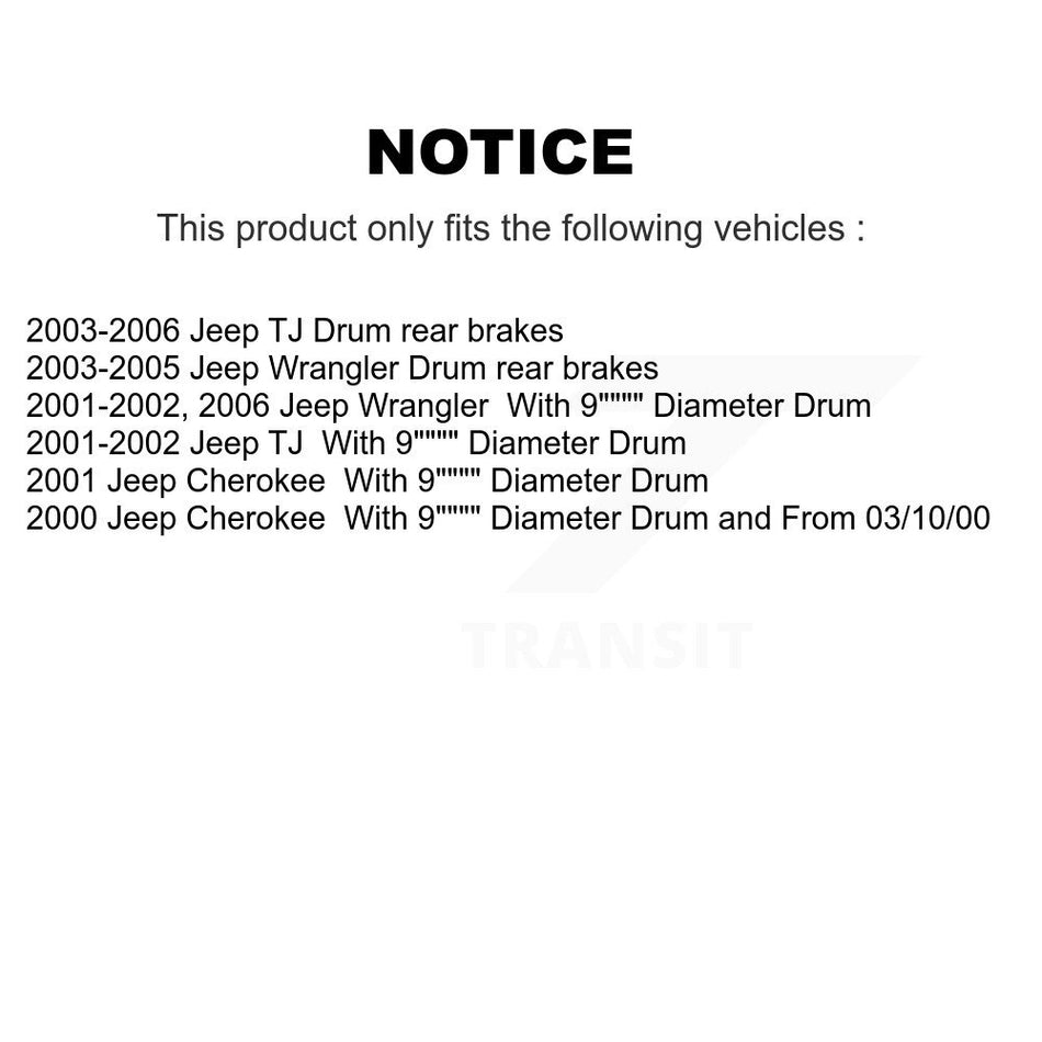 Rear Drum Brake Shoes With Hardware Kit For Jeep Wrangler Cherokee TJ KNH-100125