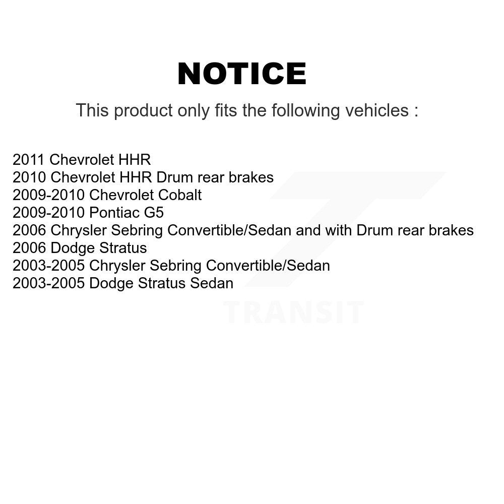 Rear Drum Brake Shoes & Hardware Kit For Chevrolet Cobalt Chrysler Sebring Pontiac G5 HHR KNH-100126