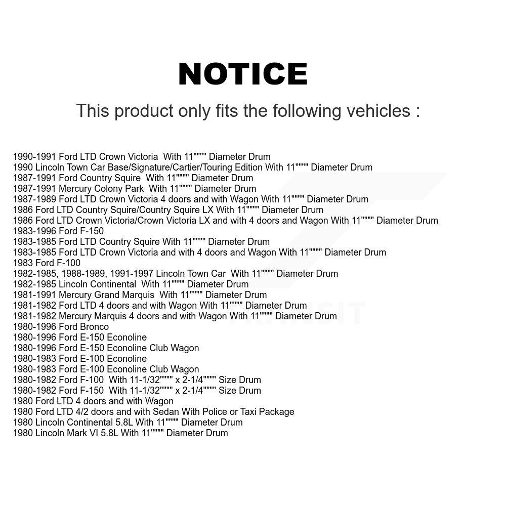 Rear Drum Brake Shoes Hardware Kit For Ford F-150 Lincoln Town Car E-150 Econoline Bronco KNH-100152