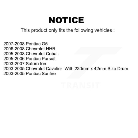 Rear Drum Brake Shoes Hardware Kit For Chevrolet Pontiac Cobalt Saturn Ion G5 Sunfire HHR KNH-100161