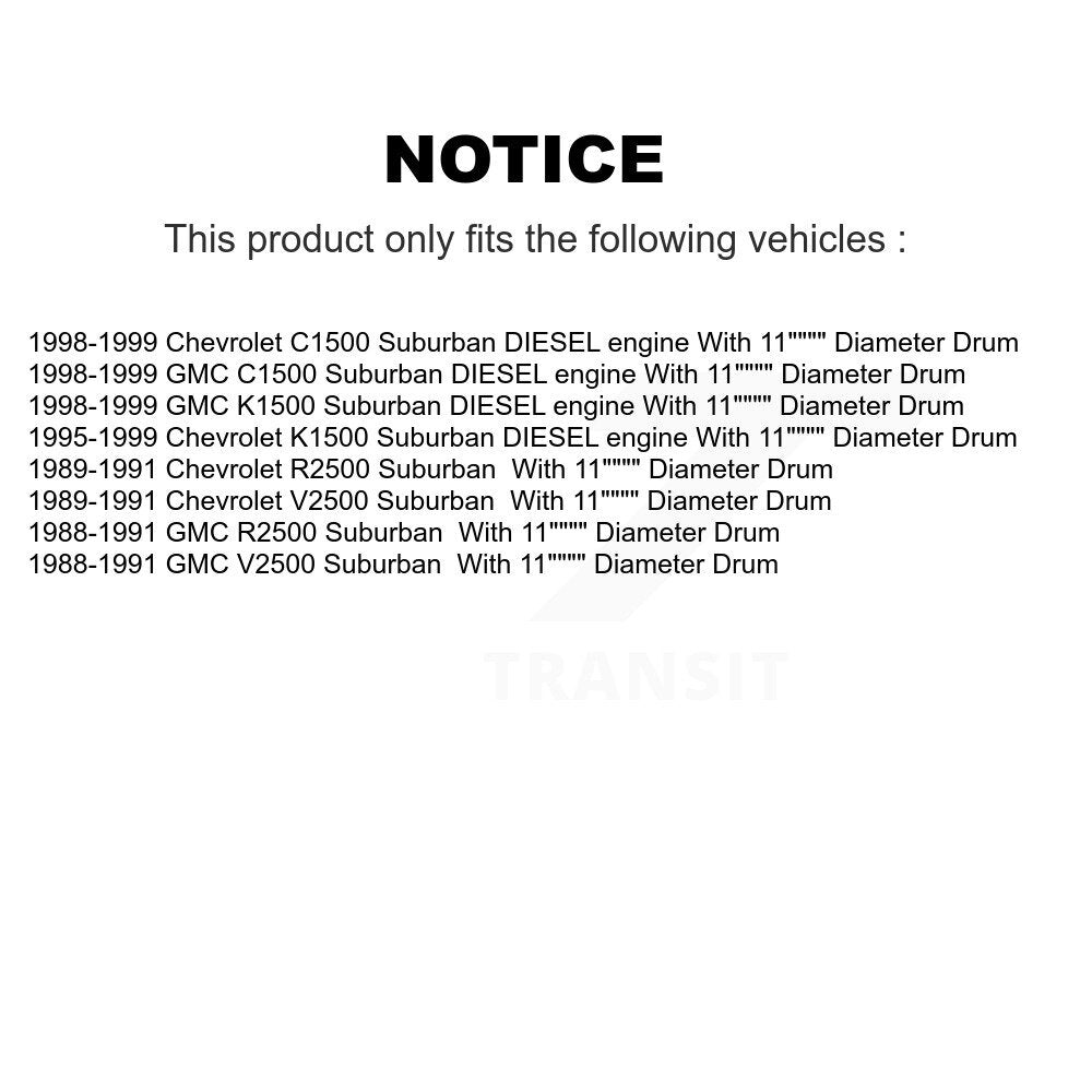 Rear Drum Brake Shoe With Hardware Kit For K1500 Suburban Chevrolet GMC C1500 V2500 R2500 KNH-100167