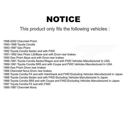 Rear Drum Brake Shoes With Hardware Kit For Toyota Corolla Chevrolet Prizm Nova Geo KNH-100176