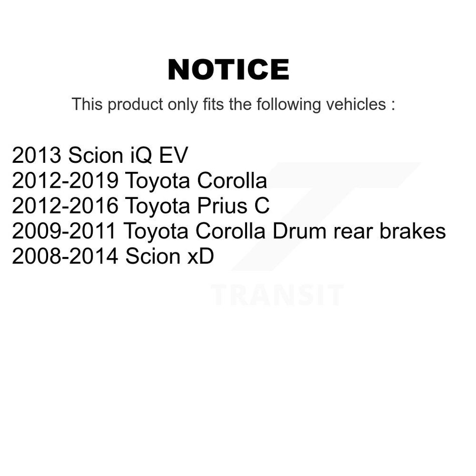 Rear Drum Brake Shoes With Hardware Kit For Toyota Corolla Prius C Scion xD iQ KNH-100202
