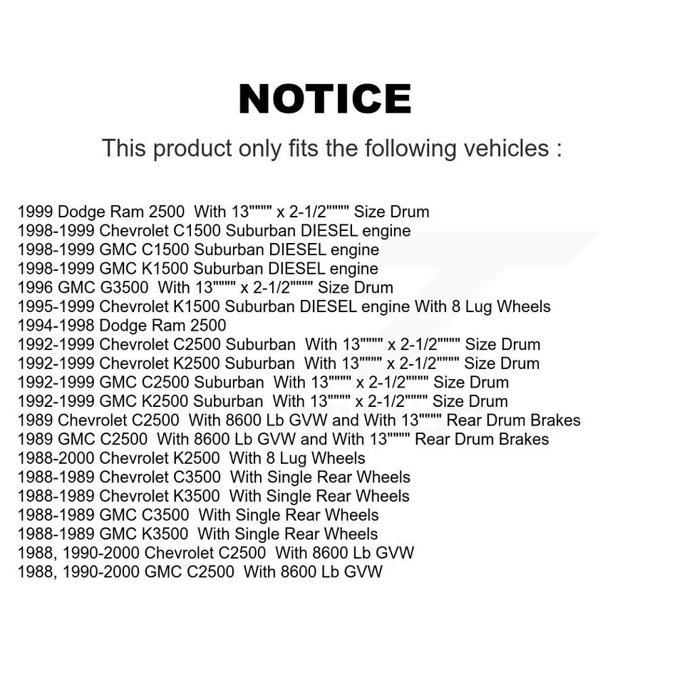 Front Semi-Metallic Disc Brake Pads And Rear Drum Shoes Kit For Dodge Ram 2500 Chevrolet KNN-100186