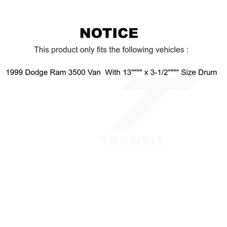 Front Semi-Metallic Disc Brake Pads And Rear Drum Shoes Kit For Dodge Ram 3500 Van KNN-100235