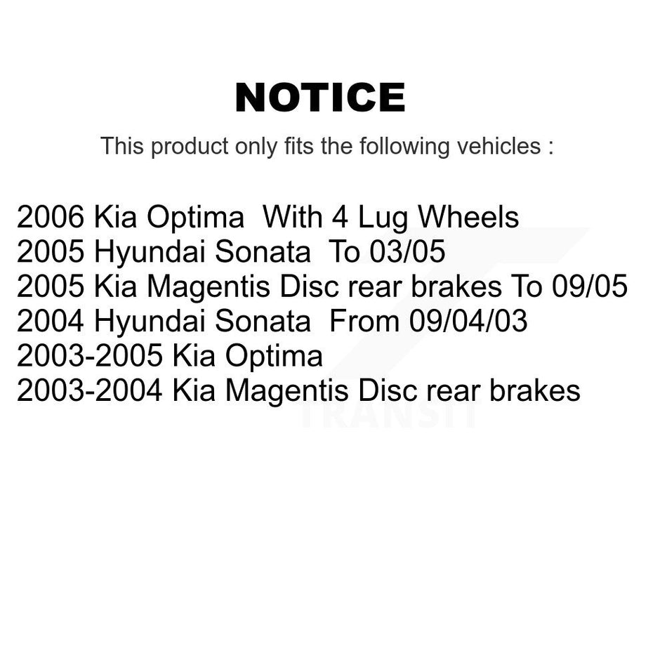 Front Rear Ceramic Disc Brake Pads And Parking Shoes Kit For Hyundai Sonata KNN-100649