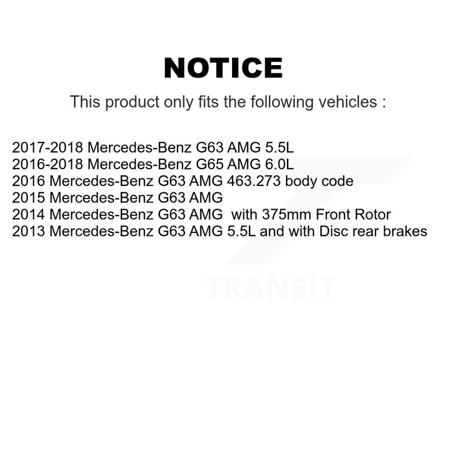 Front Rear Ceramic Disc Brake Pads And Wear Sensors Kit For Mercedes-Benz G63 AMG G65 KNW-100065