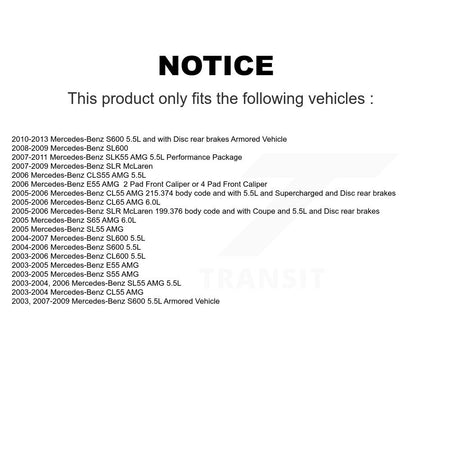 Rear Ceramic Brake Pad & Wear Sensor Kit For Mercedes-Benz SL55 AMG SLK55 E55 CLS55 SL600 KNW-101069