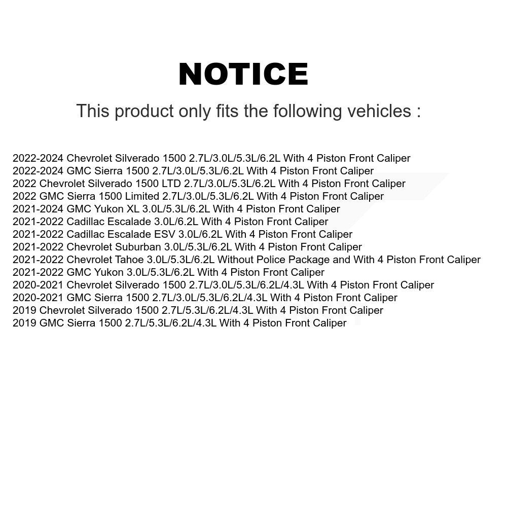 Front Ceramic Brake Pads Extra Wear Sensor Kit For GMC Chevrolet Silverado 1500 Sierra XL KNW-101345