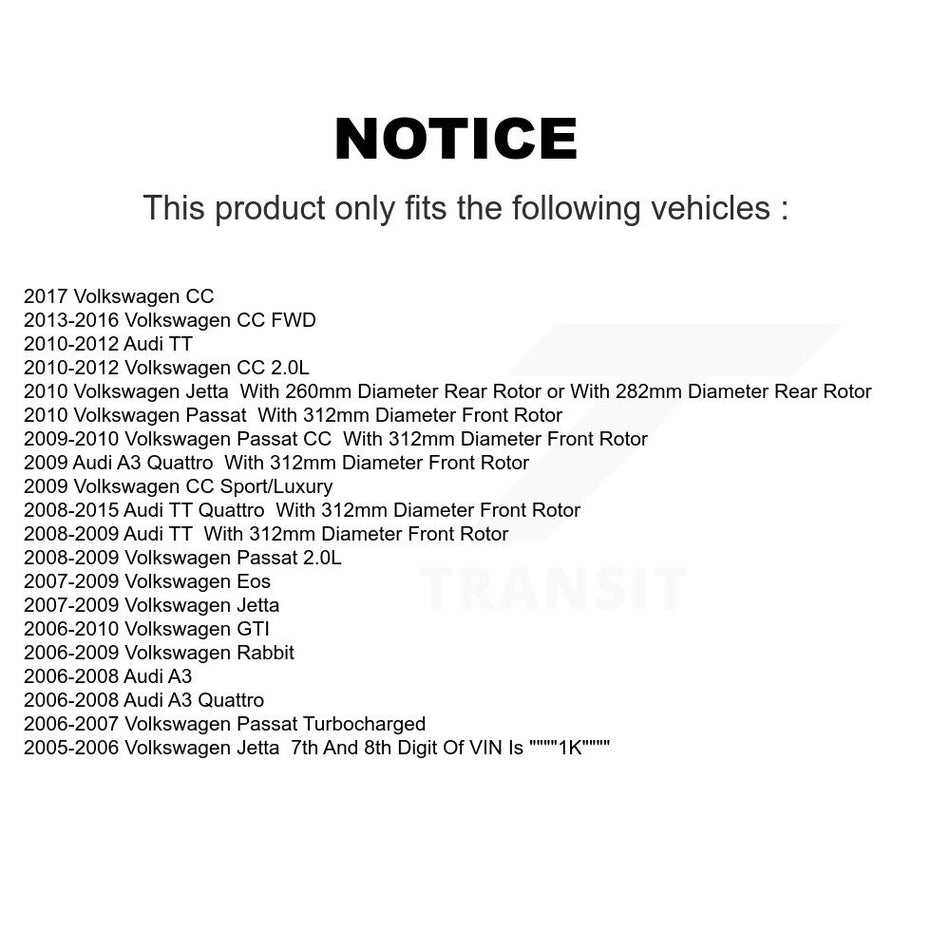 Front Rear Semi-Metallic Brake Pads Kit For Volkswagen Jetta CC Passat GTI Audi Rabbit Eos A3 TT Quattro Golf R8 KPF-100053