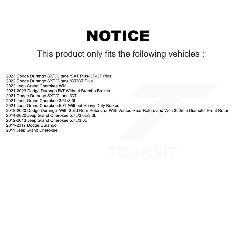 Front Rear Semi-Metallic Brake Pads Kit For Jeep Grand Cherokee Dodge Durango WK KPF-100192