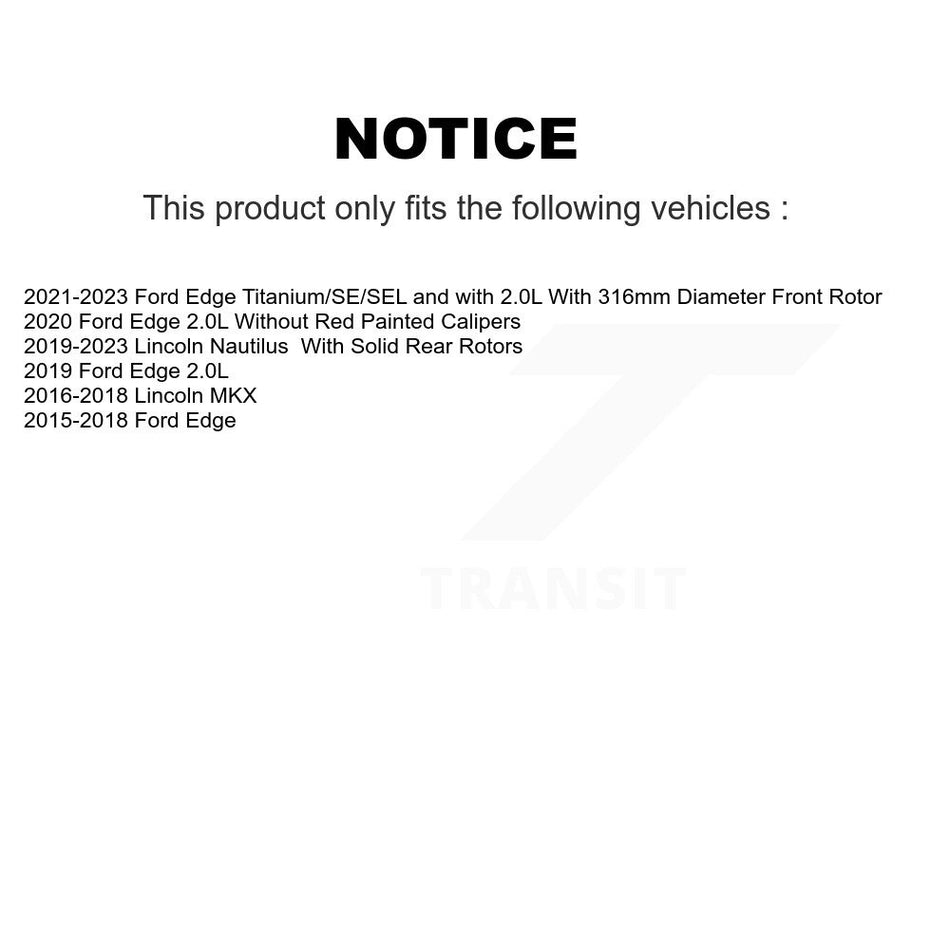 Front Rear Semi-Metallic Brake Pads Kit For Ford Edge Lincoln MKX Nautilus KPF-100276