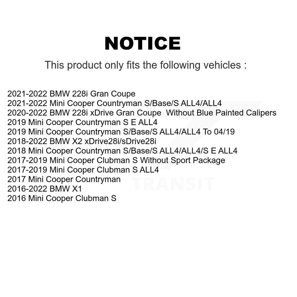 Front Rear Semi-Metallic Brake Pads Kit For BMW X1 Mini Cooper Countryman Clubman X2 228i Gran Coupe xDrive KPF-100510