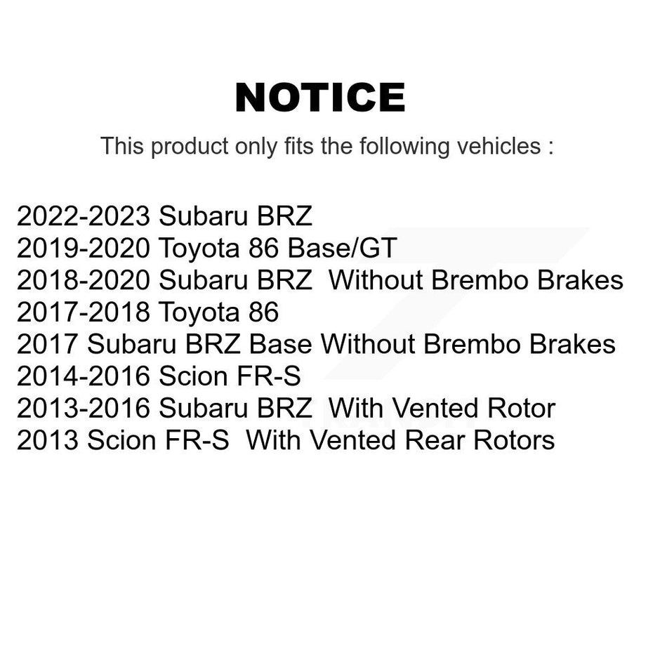 Front Rear Semi-Metallic Brake Pads Kit For Scion FR-S Subaru BRZ Toyota 86 KPF-100593