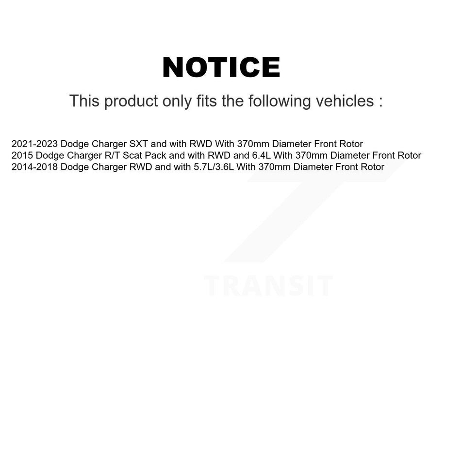 Front Rear Semi-Metallic Brake Pads Kit For Dodge Charger With 370mm Diameter Rotor KPF-100690
