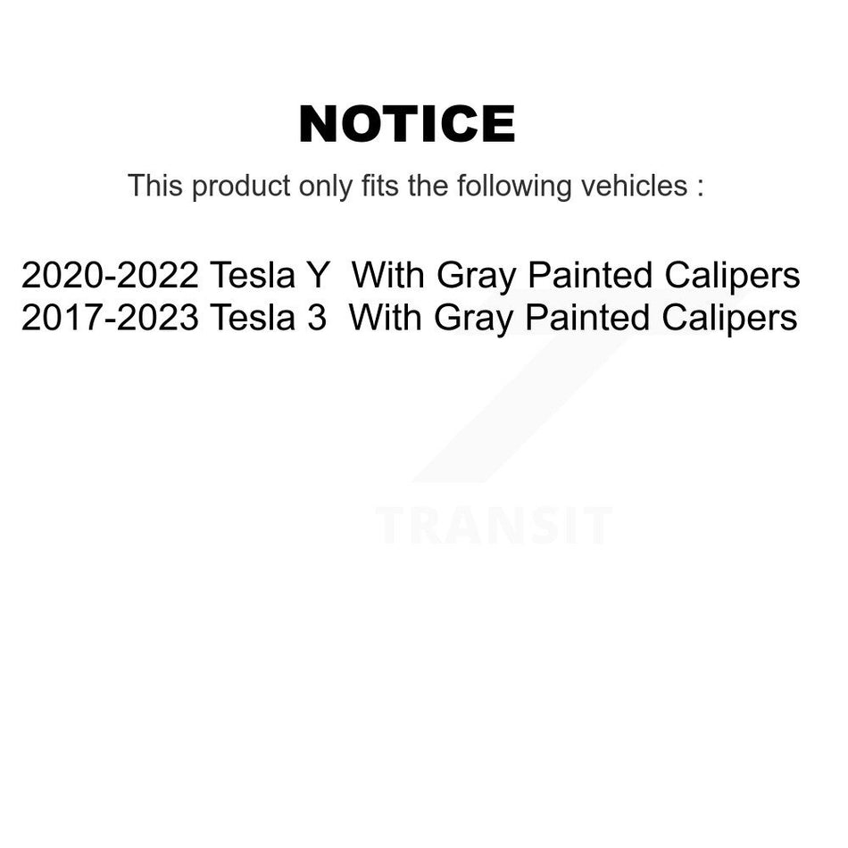 Front Rear Semi-Metallic Brake Pads Kit For 2017-2023 Tesla 3 With Gray Painted Calipers KPF-100703
