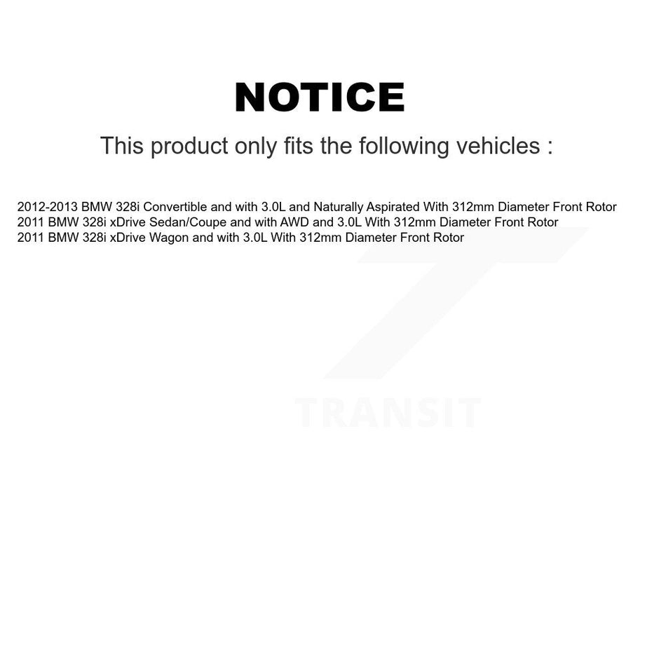 Front Rear Semi-Metallic Disc Brake Pad & Extra Wear Sensor Kit (5Pc) For BMW 328i xDrive KPW-100489