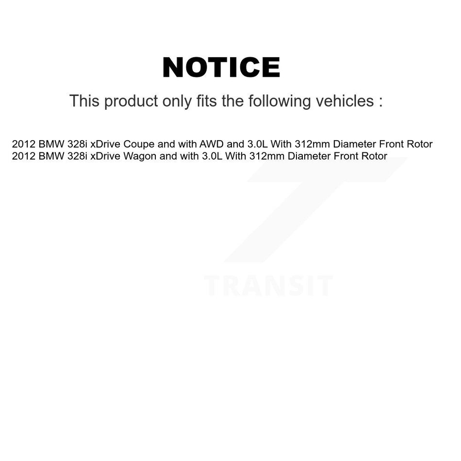 Front Rear Semi-Metallic Disc Brake Pad & Extra Wear Sensor Kit (7Pc) For BMW 328i xDrive KPW-100535