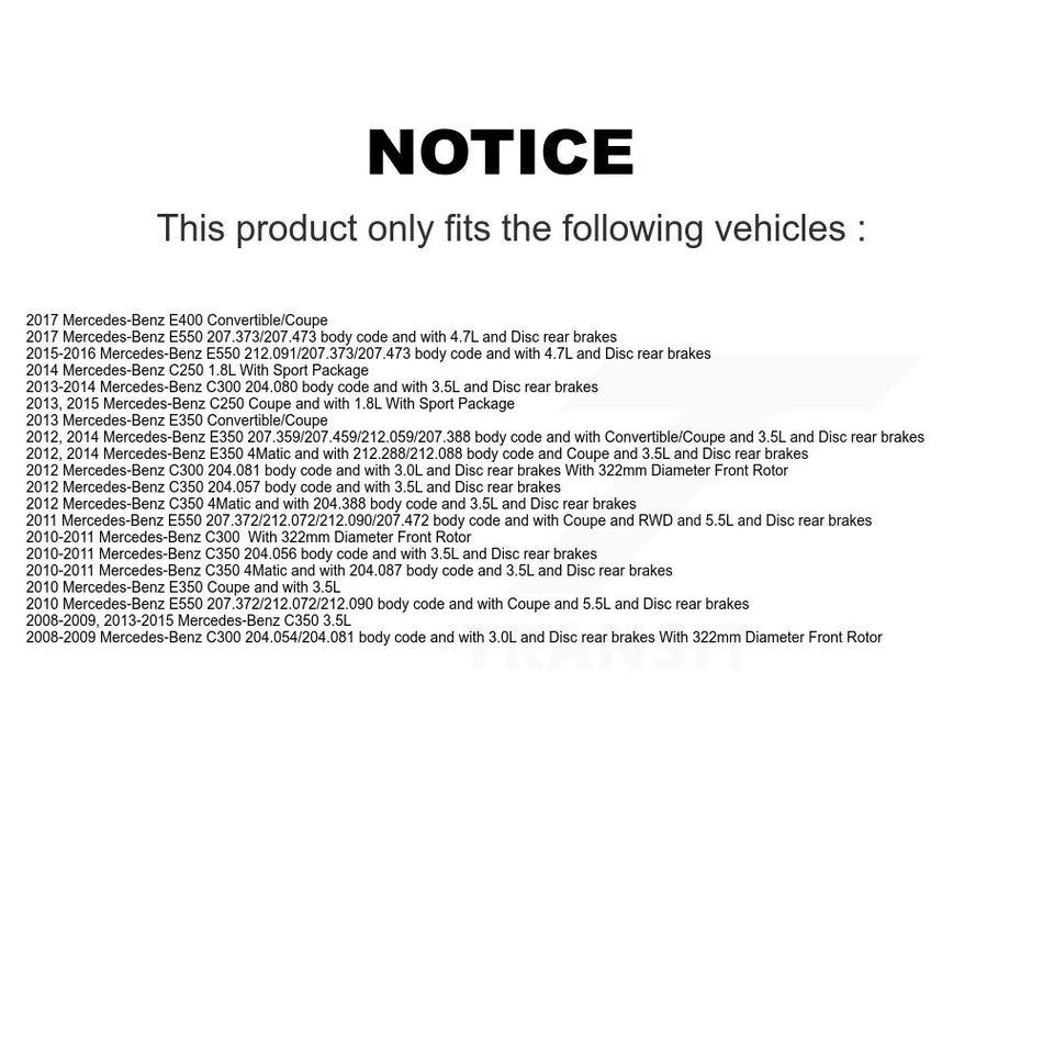 Front Rear Semi-Metallic Brake Pad And Extra Wear Sensor Kit (5Pc) For Mercedes-Benz C300 KPW-101534