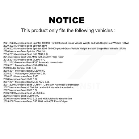 Front Rear Brake Pads Wear Sensor (4 Pack) For Mercedes-Benz Sprinter 2500 3500 ML350 AMG KSE-100418