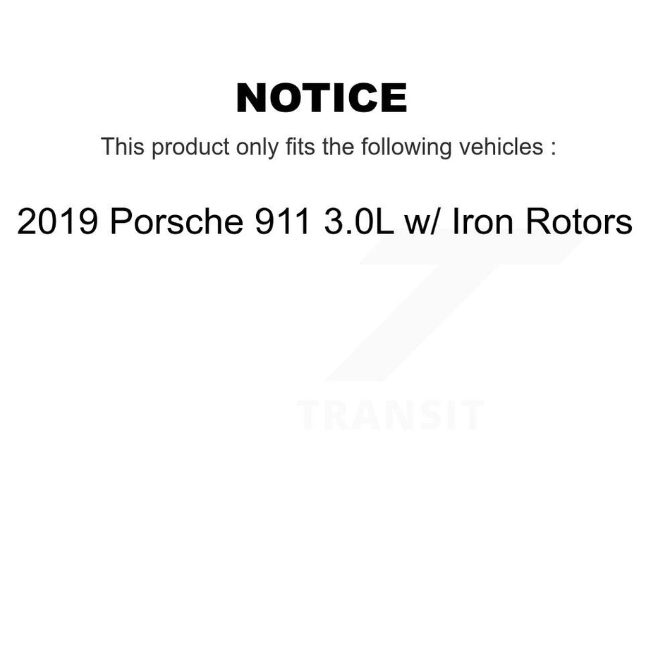 Front Rear Brake Pads Wear Sensor (4 Pack) For 2019 Porsche 911 3.0L w Iron Rotors KSE-100435