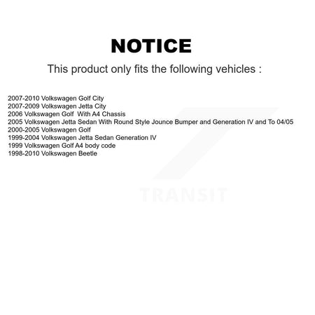 Front Suspension Strut & Rear Shock Mount Kit For Volkswagen Jetta Golf Beetle City KSH-100523