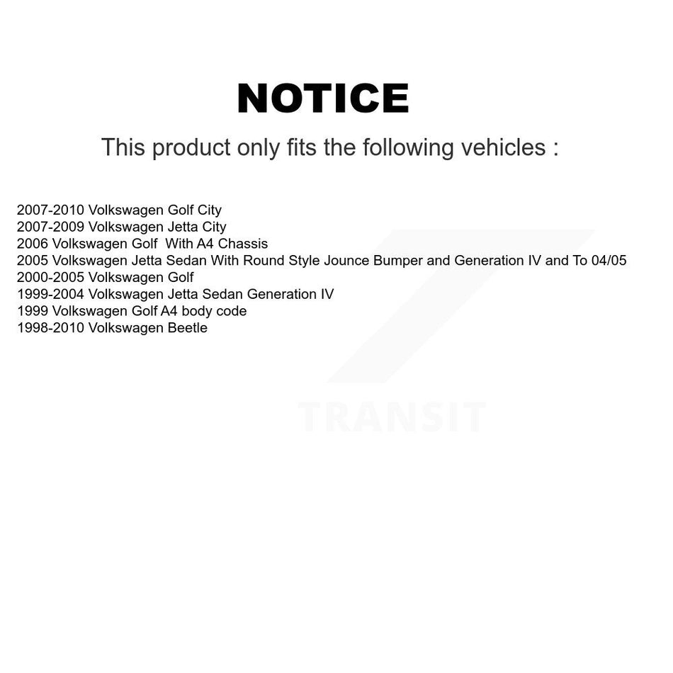 Front Suspension Strut & Rear Shock Mount Kit For Volkswagen Jetta Golf Beetle City KSH-100523