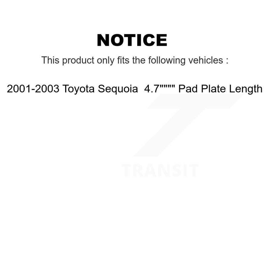 Front Rear Semi-Metallic Brake Pads Kit For 01-03 Toyota Sequoia 4.7" Plate Length KSM-100342