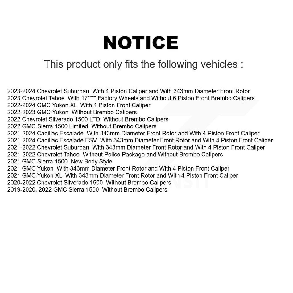 Front Rear Semi-Metallic Brake Pads Kit For GMC Chevrolet Silverado 1500 Sierra Yukon XL KSM-100614